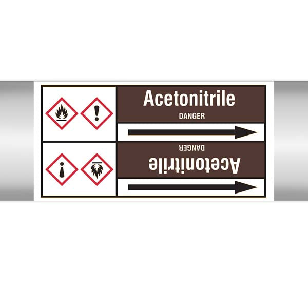 N007833 Brady White on Brown Acetonitrile Clp Pipe Marker On Roll
