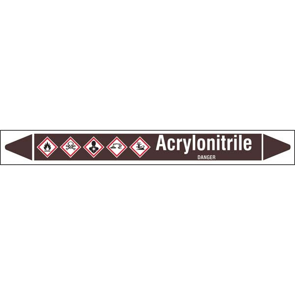 N007841 Brady White on Brown Acrylonitrile Clp Pipe Marker On Roll