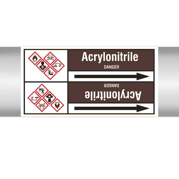 N007844 Brady White on Brown Acrylonitrile Clp Pipe Marker On Roll