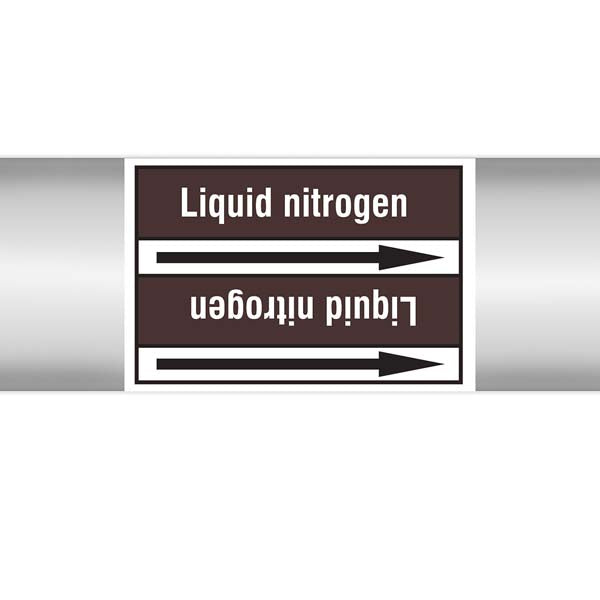 N007875 Brady White on Brown Liquid nitrogen Clp Pipe Marker On Roll