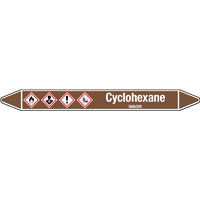 N007889 Brady White on Brown Cyclohexane Clp Pipe Marker On Card