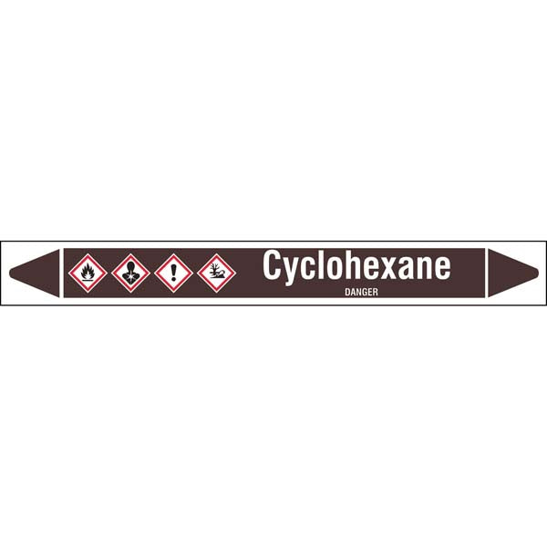 N007894 Brady White on Brown Cyclohexane Clp Pipe Marker On Roll