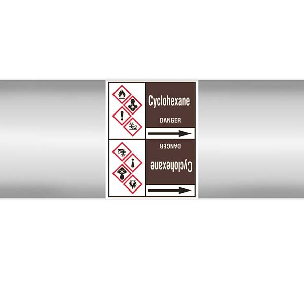 N007898 Brady White on Brown Cyclohexane Clp Pipe Marker On Roll