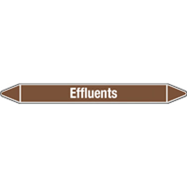 N007902 Brady White on Brown Effluents Clp Pipe Marker On Card