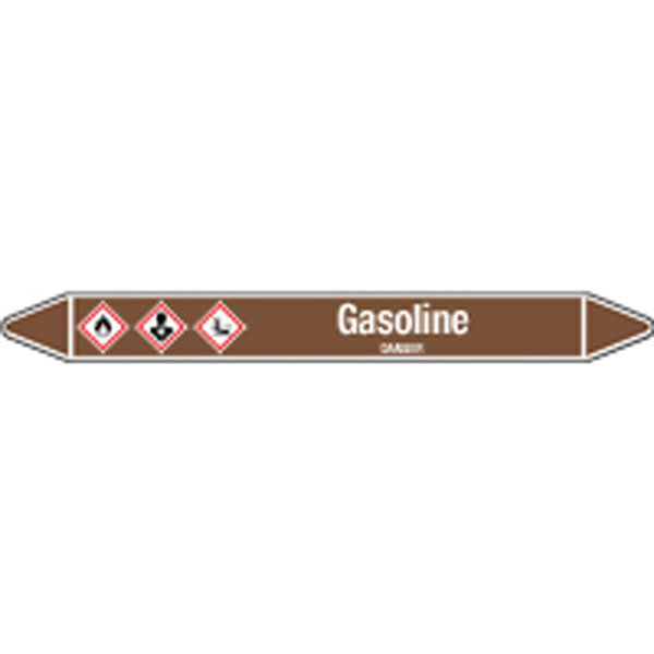 N007928 Brady White on Brown Gasoline Clp Pipe Marker On Card