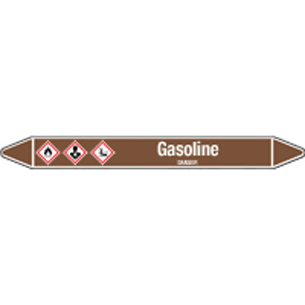 N007929 Brady White on Brown Gasoline Clp Pipe Marker On Card