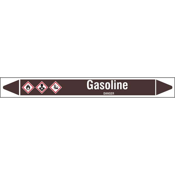 N007932 Brady White on Brown Gasoline Clp Pipe Marker On Roll