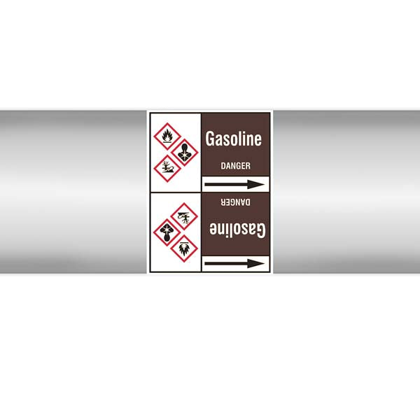 N007936 Brady White on Brown Gasoline Clp Pipe Marker On Roll
