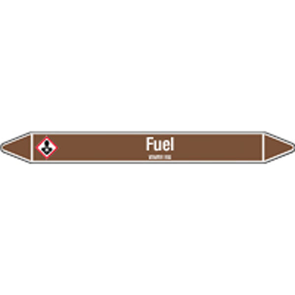 N007948 Brady White on Brown Fuel Clp Pipe Marker On Card