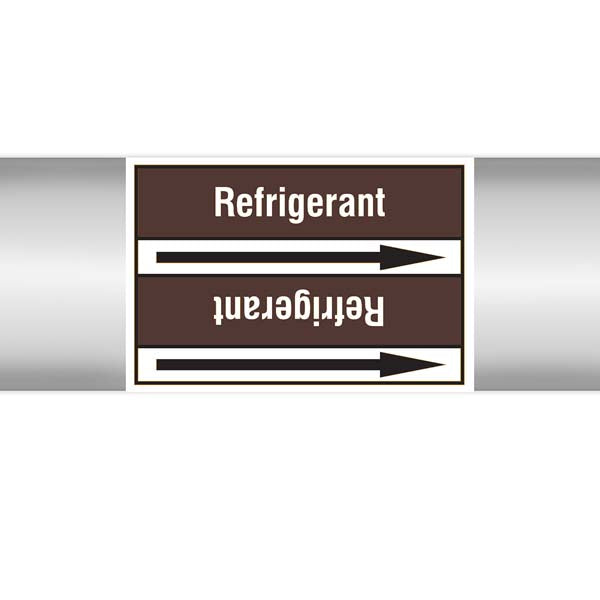 N007986 Brady White on Brown Refrigerant Clp Pipe Marker On Roll