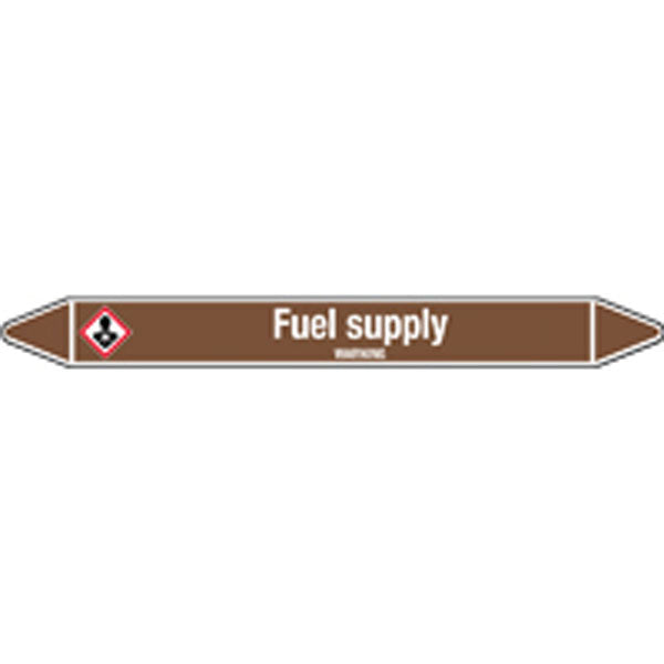 N008002 Brady White on Brown Fuel supply Clp Pipe Marker On Card