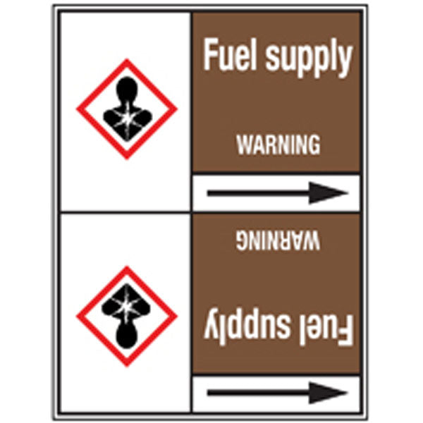 N008004 Brady White on Brown Fuel supply Clp Pipe Marker On Roll