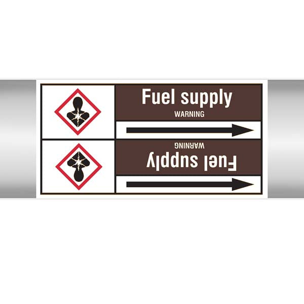 N008008 Brady White on Brown Fuel supply Clp Pipe Marker On Roll