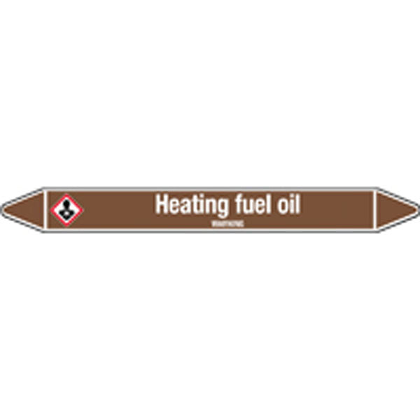 N008012 Brady White on Brown Heating fuel oil Clp Pipe Marker On Card
