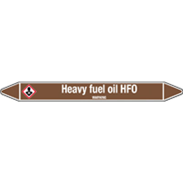 N008034 Brady White on Brown Heavy fuel oil - HFO Clp Pipe Marker On Card