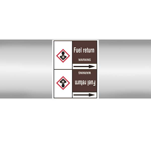 N008053 Brady White on Brown Fuel return Clp Pipe Marker On Roll