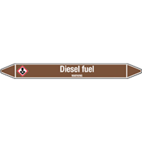 N008055 Brady White on Brown Diesel Fuel Clp Pipe Marker On Card