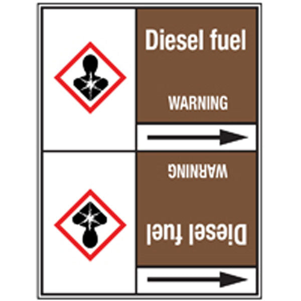N008059 Brady White on Brown Diesel Fuel Clp Pipe Marker On Roll