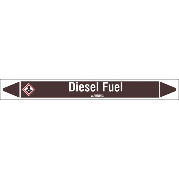 N008060 Brady White on Brown Diesel Fuel Clp Pipe Marker On Roll