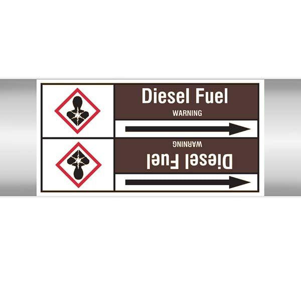 N008063 Brady White on Brown Diesel Fuel Clp Pipe Marker On Roll