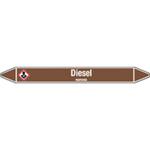 N008066 Brady White on Brown Diesel Clp Pipe Marker On Card