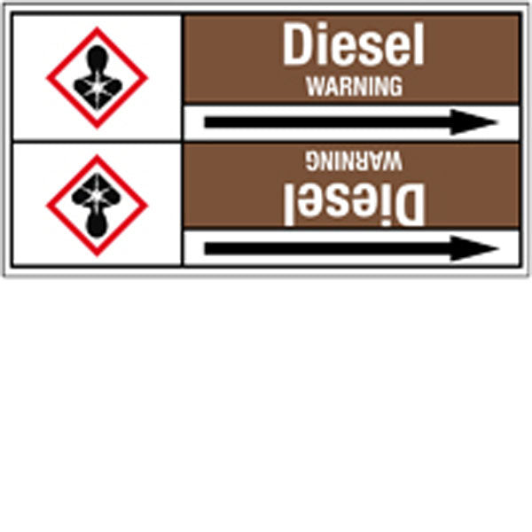 N008069 Brady White on Brown Diesel Clp Pipe Marker On Roll