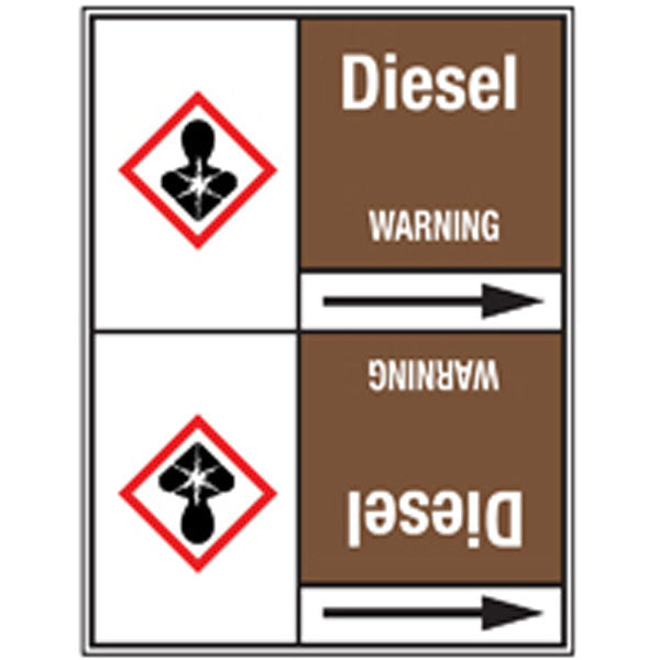 N008070 Brady White on Brown Diesel Clp Pipe Marker On Roll