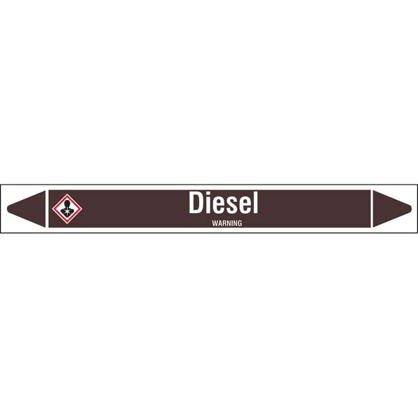 N008072 Brady White on Brown Diesel Clp Pipe Marker On Roll