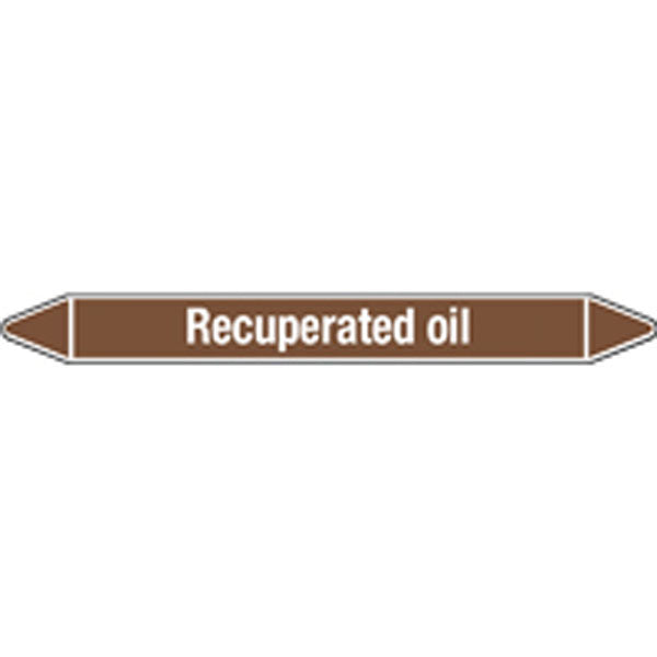 N008132 Brady White on Brown Recuperated oil Clp Pipe Marker On Card