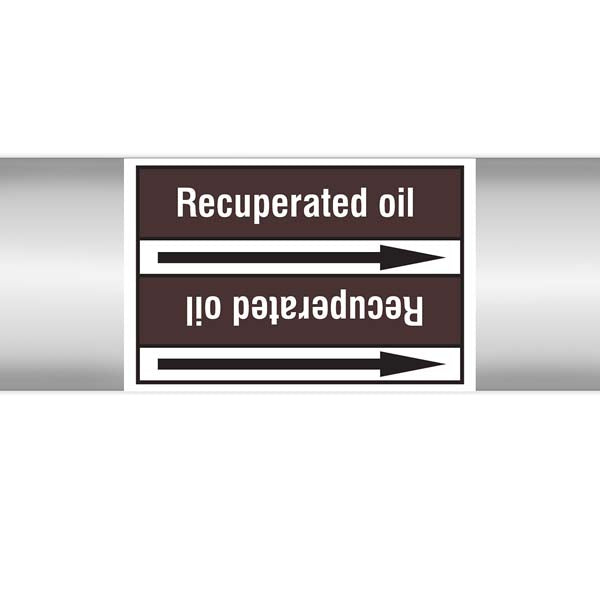N008137 Brady White on Brown Recuperated oil Clp Pipe Marker On Roll