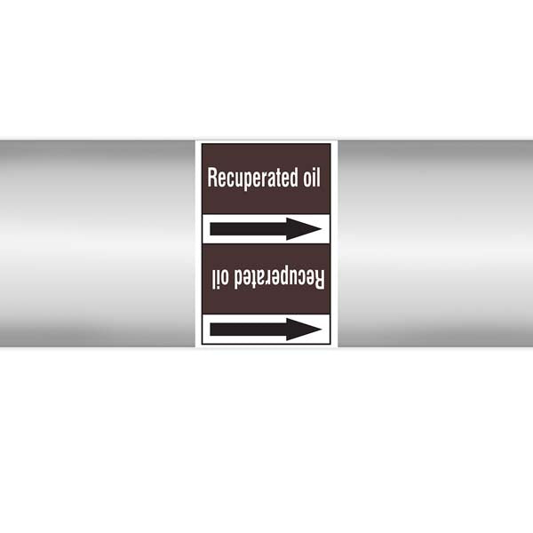 N008138 Brady White on Brown Recuperated oil Clp Pipe Marker On Roll