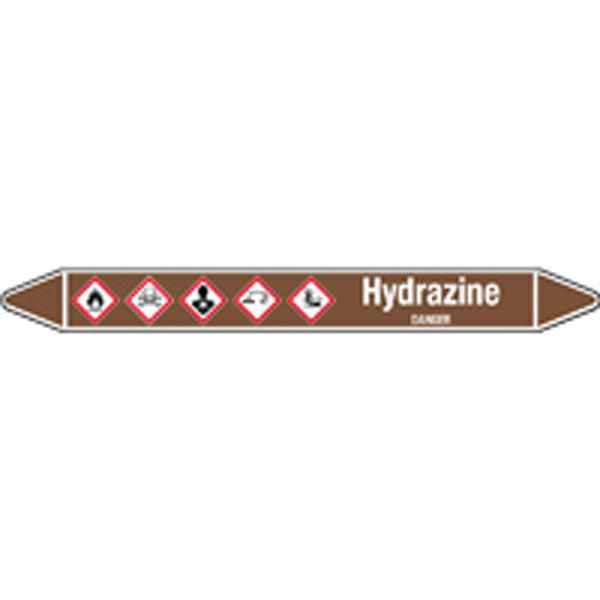 N008151 Brady White on Brown Hydrazine Clp Pipe Marker On Card