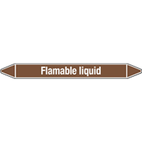 N008172 Brady White on Brown Flamable liquid Clp Pipe Marker On Card