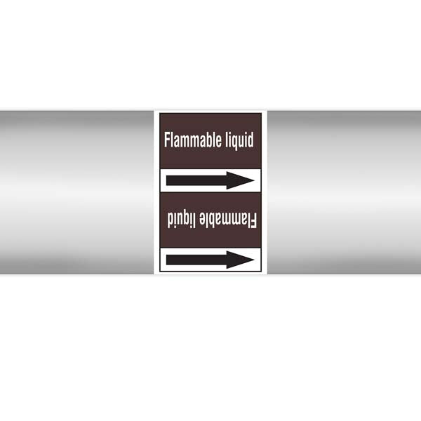 N008178 Brady White on Brown Flamable liquid Clp Pipe Marker On Roll