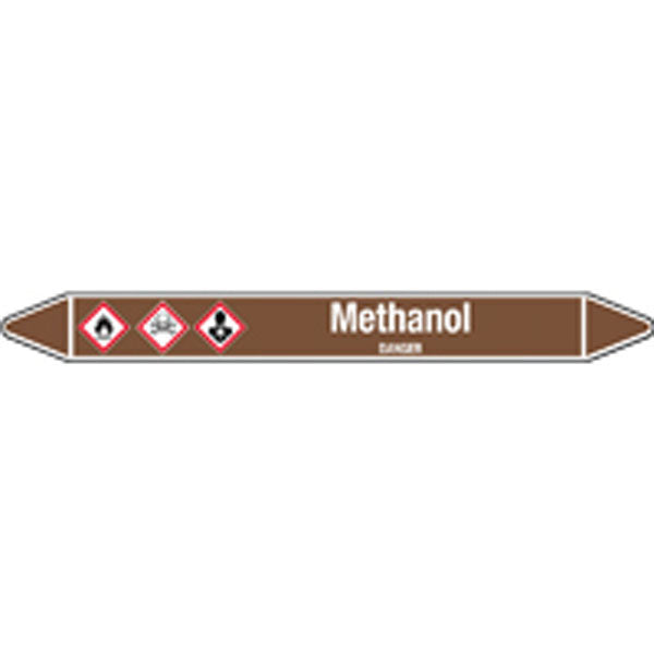 N008182 Brady White on Brown Methanol Clp Pipe Marker On Card