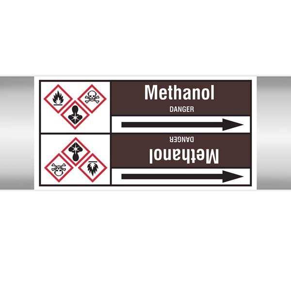 N008188 Brady White on Brown Methanol Clp Pipe Marker On Roll