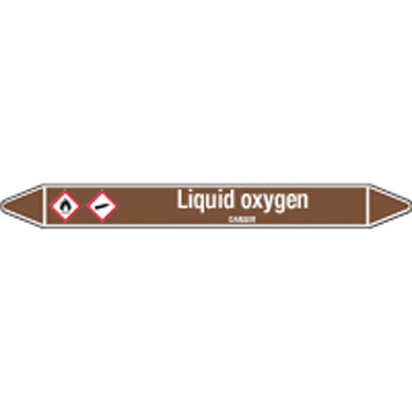 N008190 Brady White on Brown Liquid oxygen Clp Pipe Marker On Card