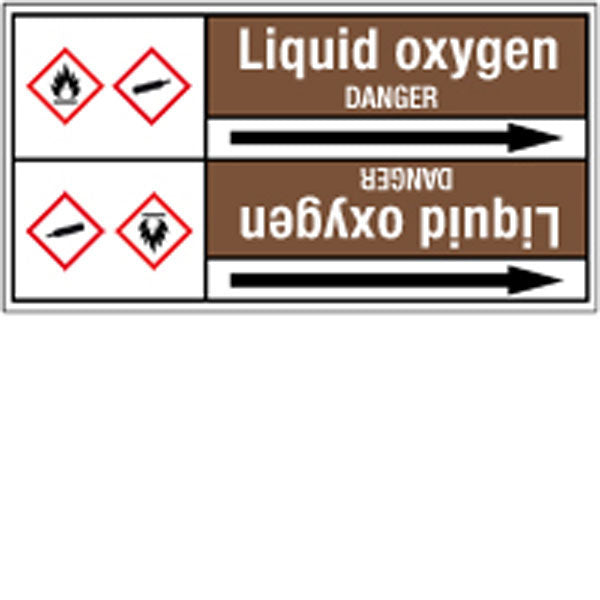N008195 Brady White on Brown Liquid oxygen Clp Pipe Marker On Roll