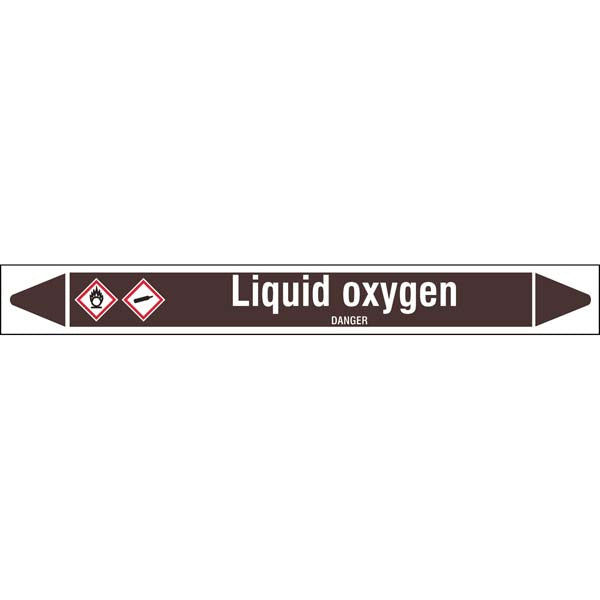 N008198 Brady White on Brown Liquid oxygen Clp Pipe Marker On Roll