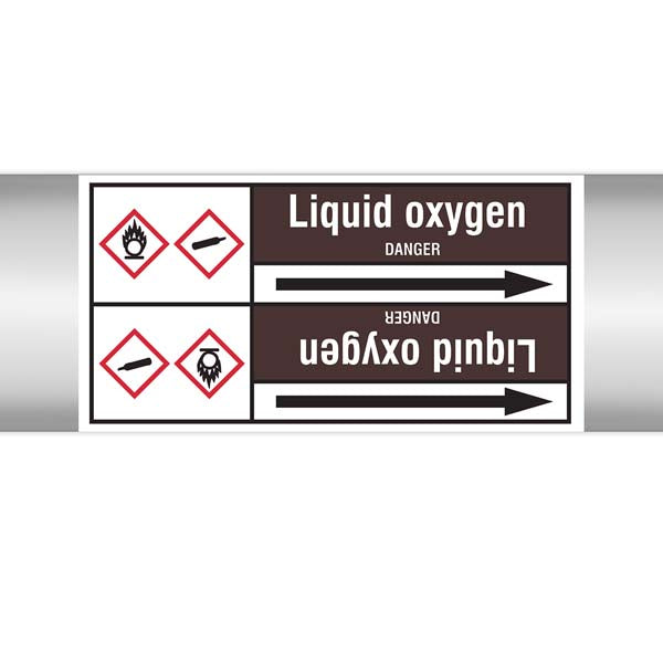 N008199 Brady White on Brown Liquid oxygen Clp Pipe Marker On Roll