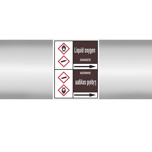 N008200 Brady White on Brown Liquid oxygen Clp Pipe Marker On Roll