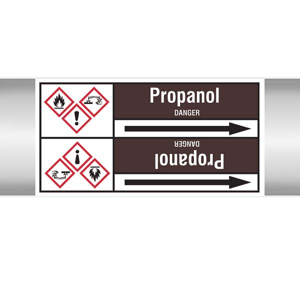 N008210 Brady White on Brown Propanol Clp Pipe Marker On Roll