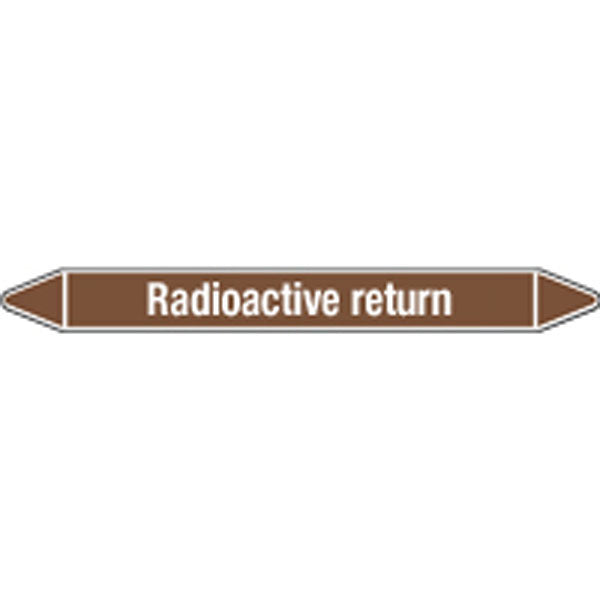 N008223 Brady White on Brown Radioactive return Clp Pipe Marker On Card