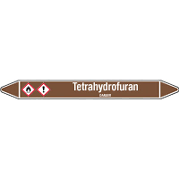 N008240 Brady White on Brown Tetrahydrofuran Clp Pipe Marker On Card
