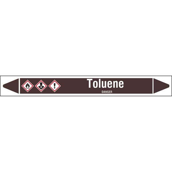 N008258 Brady White on Brown Toluene Clp Pipe Marker On Roll