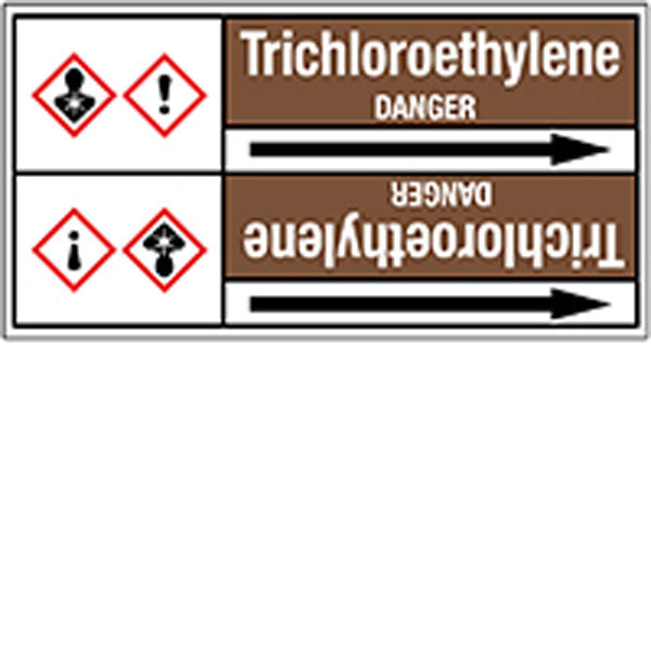 N008265 Brady White on Brown Trichloroethylene Clp Pipe Marker On Roll