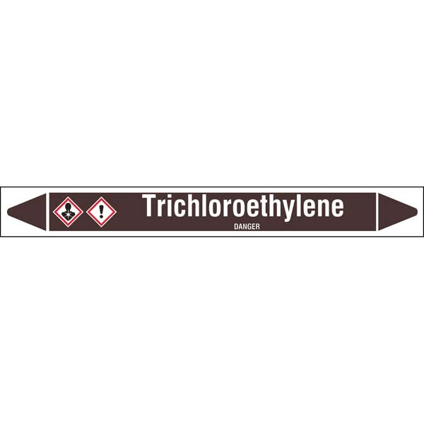 N008269 Brady White on Brown Trichloroethylene Clp Pipe Marker On Roll