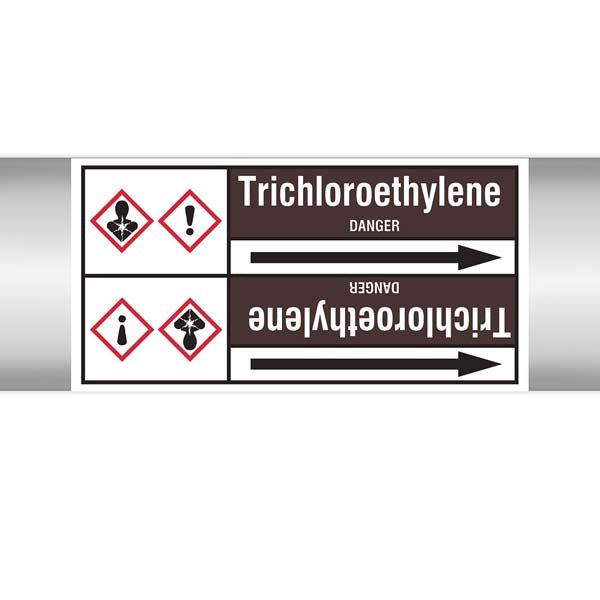 N008270 Brady White on Brown Trichloroethylene Clp Pipe Marker On Roll