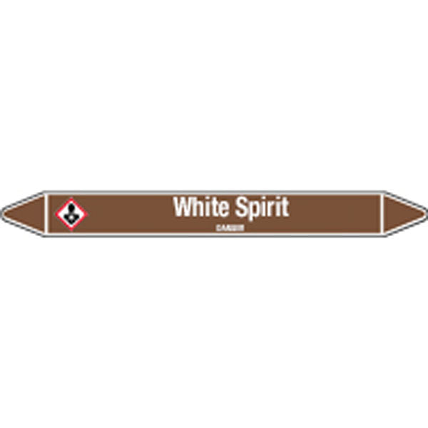 N008275 Brady White on Brown White Spirit Clp Pipe Marker On Card