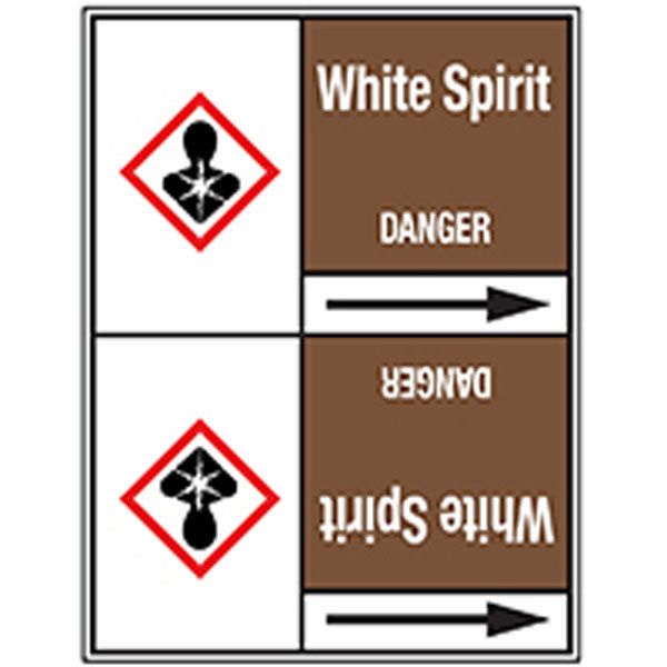 N008277 Brady White on Brown White Spirit Clp Pipe Marker On Roll